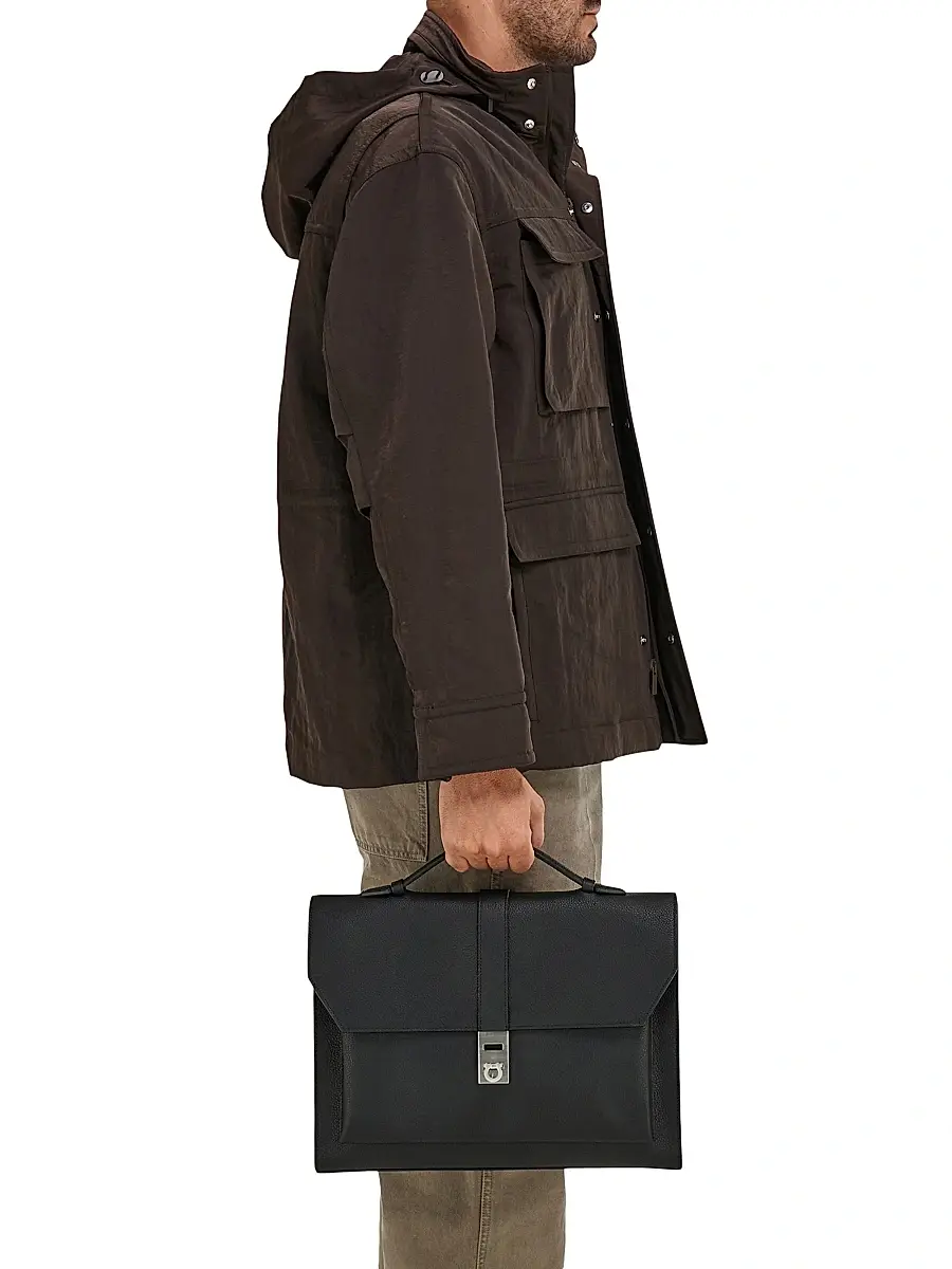 Ferragamo Men's Hug Leather Briefcase | Thumbnail 2 Ferragamo Men's Hug Leather Briefcase | Thumbnail 2