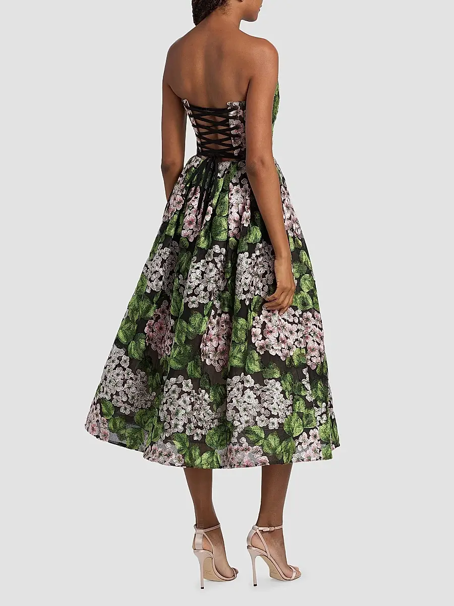 Bronx and Banco Women's Kate Floral Embroidered Corset Midi-Dress | Thumbnail 5 Bronx and Banco Women's Kate Floral Embroidered Corset Midi-Dress | Thumbnail 5