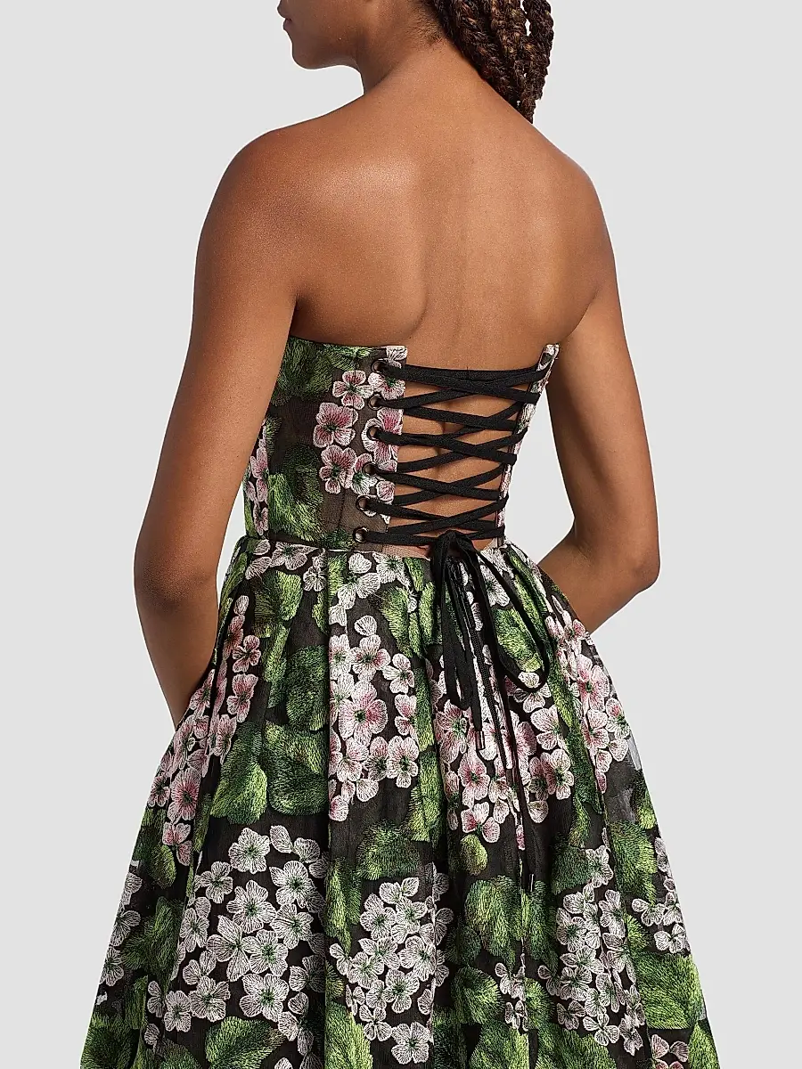 Bronx and Banco Women's Kate Floral Embroidered Corset Midi-Dress | Thumbnail 6 Bronx and Banco Women's Kate Floral Embroidered Corset Midi-Dress | Thumbnail 6