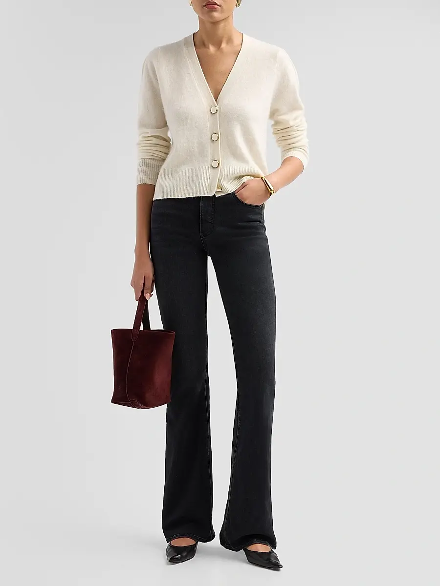 Veronica Beard Women's Solene Brushed Cashmere V-Neck Cardigan | Thumbnail 2 Veronica Beard Women's Solene Brushed Cashmere V-Neck Cardigan | Thumbnail 2