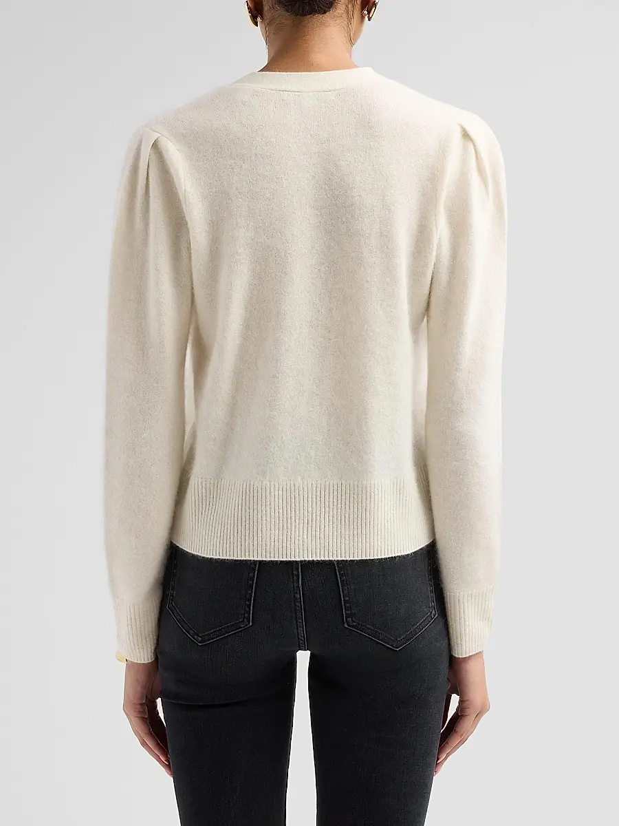Veronica Beard Women's Solene Brushed Cashmere V-Neck Cardigan | Thumbnail 3 Veronica Beard Women's Solene Brushed Cashmere V-Neck Cardigan | Thumbnail 3