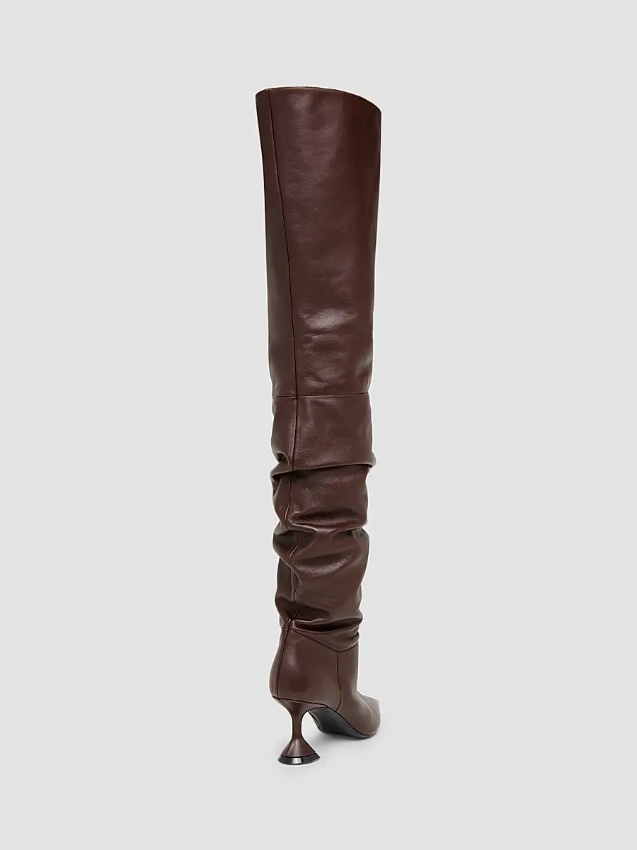 Amina Muaddi Women's Olivia 70MM Leather Over-The-Knee Boots | Thumbnail 3