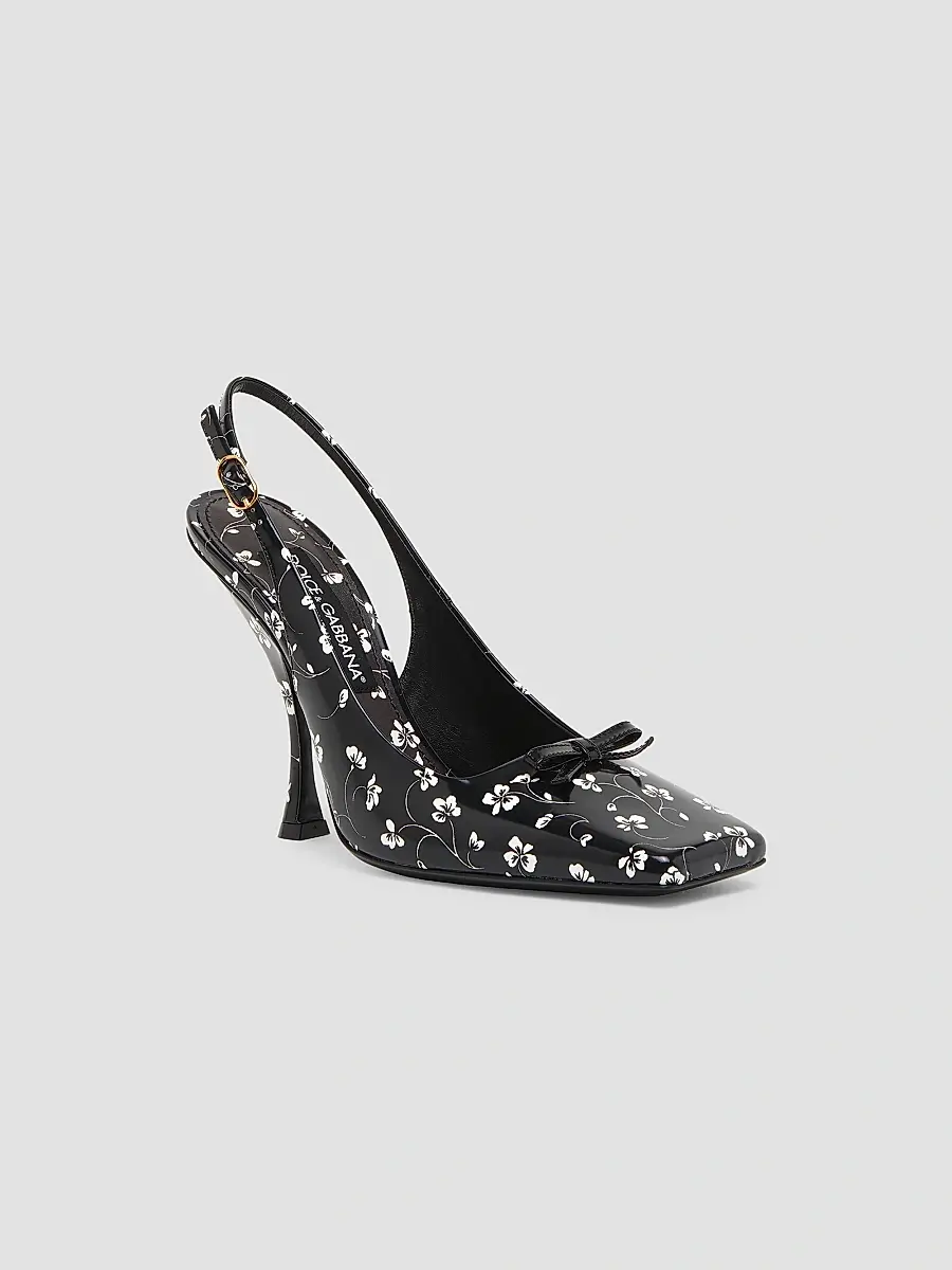 Dolce & Gabbana Women's 105MM Floral Leather Slingback Pumps | Thumbnail 3 Dolce & Gabbana Women's 105MM Floral Leather Slingback Pumps | Thumbnail 3