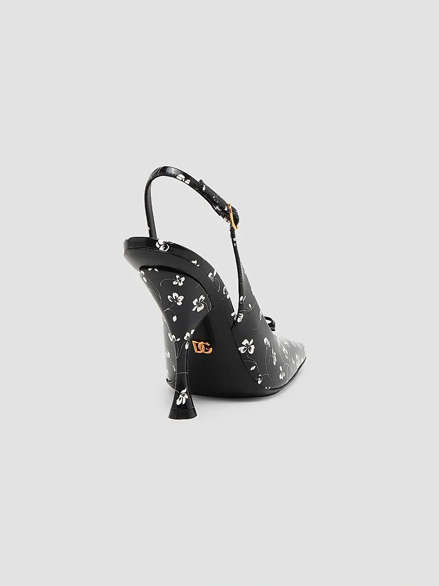 Dolce & Gabbana Women's 105MM Floral Leather Slingback Pumps | Thumbnail 4 Dolce & Gabbana Women's 105MM Floral Leather Slingback Pumps | Thumbnail 4