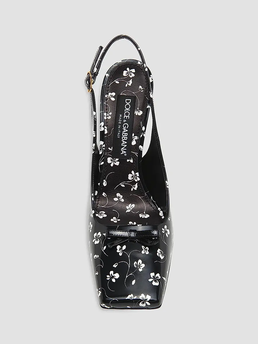 Dolce & Gabbana Women's 105MM Floral Leather Slingback Pumps | Thumbnail 5 Dolce & Gabbana Women's 105MM Floral Leather Slingback Pumps | Thumbnail 5