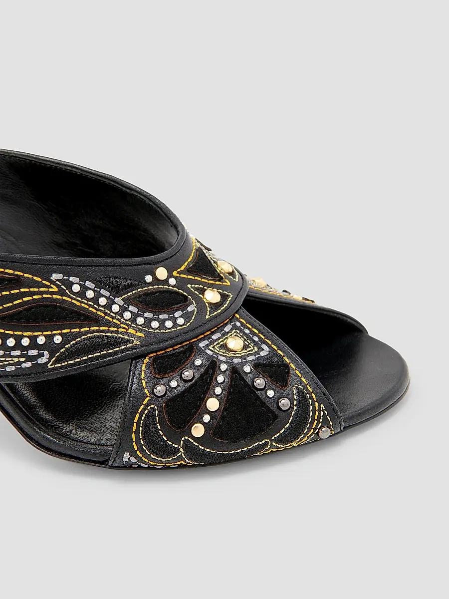 Versace Women's 90MM Leather Cone-Heel Mules | Thumbnail 5 Versace Women's 90MM Leather Cone-Heel Mules | Thumbnail 5