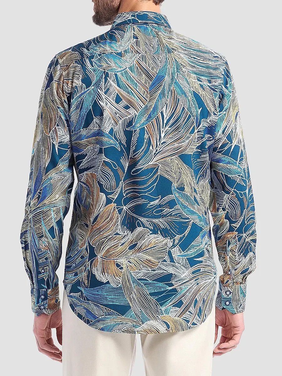 Robert Graham Men's Chorro Embroidered Leaf Print Shirt | Thumbnail 4 Robert Graham Men's Chorro Embroidered Leaf Print Shirt | Thumbnail 4