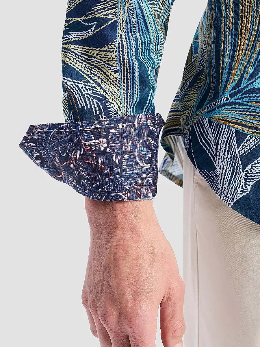 Robert Graham Men's Chorro Embroidered Leaf Print Shirt | Thumbnail 5 Robert Graham Men's Chorro Embroidered Leaf Print Shirt | Thumbnail 5