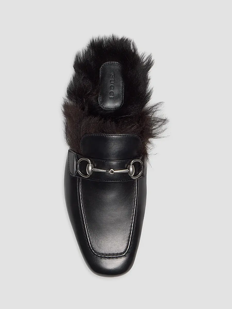 Gucci Women's Casanova Leather & Shearling Horsebit Mules | Thumbnail 5 Gucci Women's Casanova Leather & Shearling Horsebit Mules | Thumbnail 5