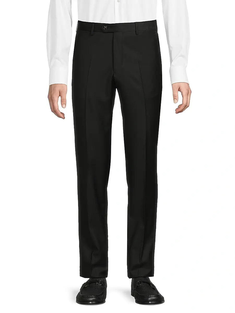 Giorgio Armani Men's Crease-Front Virgin Wool Trousers | Thumbnail 3 Giorgio Armani Men's Crease-Front Virgin Wool Trousers | Thumbnail 3