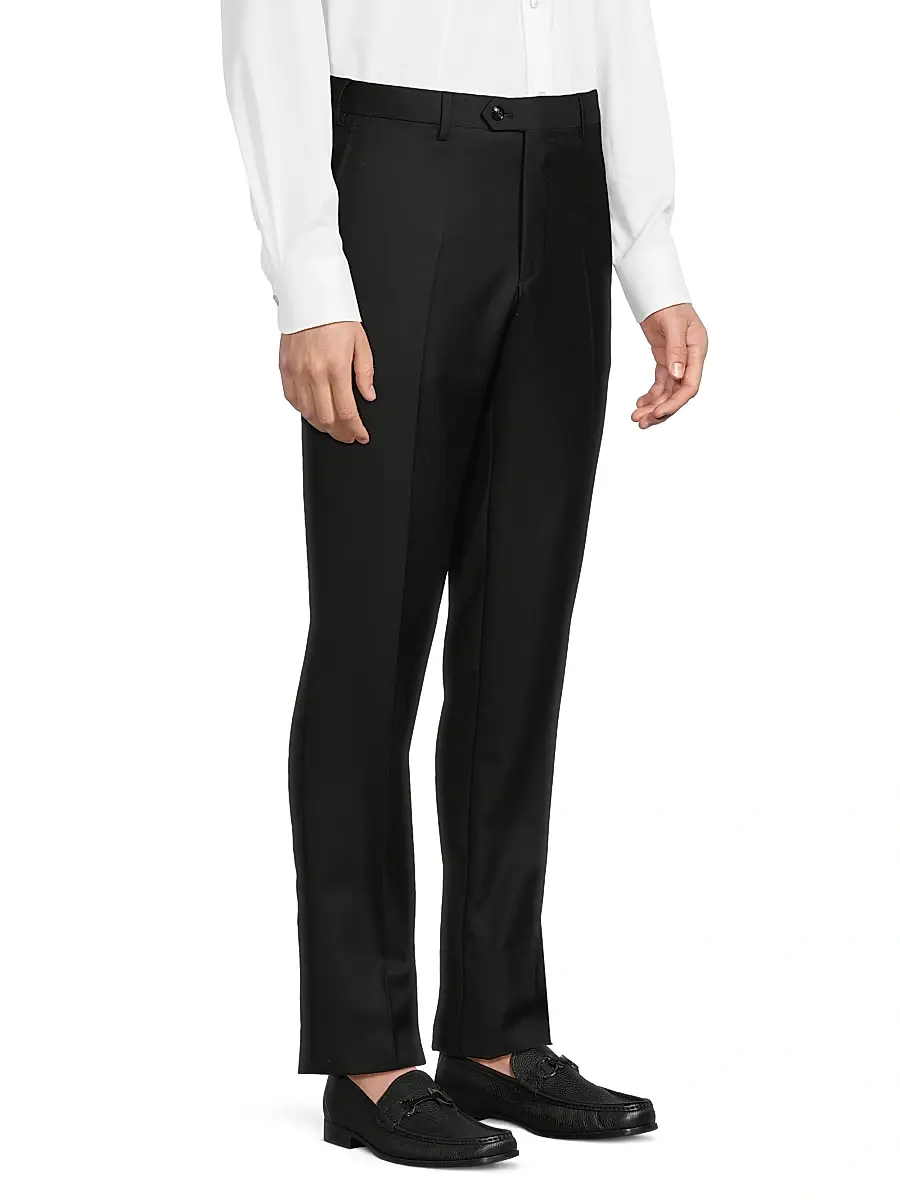 Giorgio Armani Men's Crease-Front Virgin Wool Trousers | Thumbnail 4 Giorgio Armani Men's Crease-Front Virgin Wool Trousers | Thumbnail 4