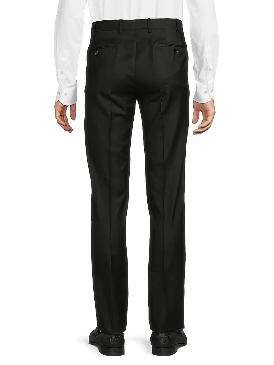 Giorgio Armani Men's Crease-Front Virgin Wool Trousers | Thumbnail 5 Giorgio Armani Men's Crease-Front Virgin Wool Trousers | Thumbnail 5