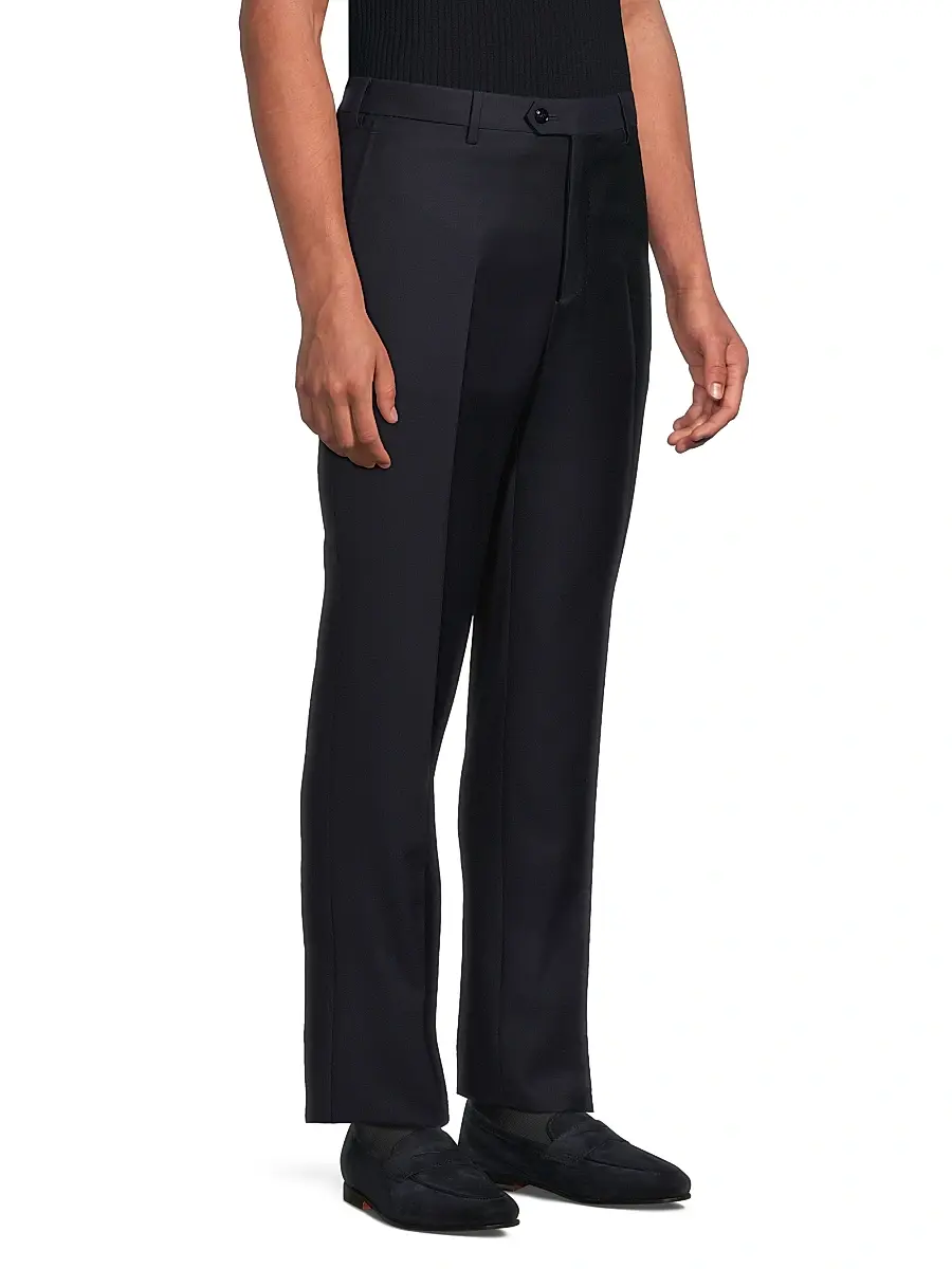 Giorgio Armani Men's Crease-Front Virgin Wool Trousers | Thumbnail 4