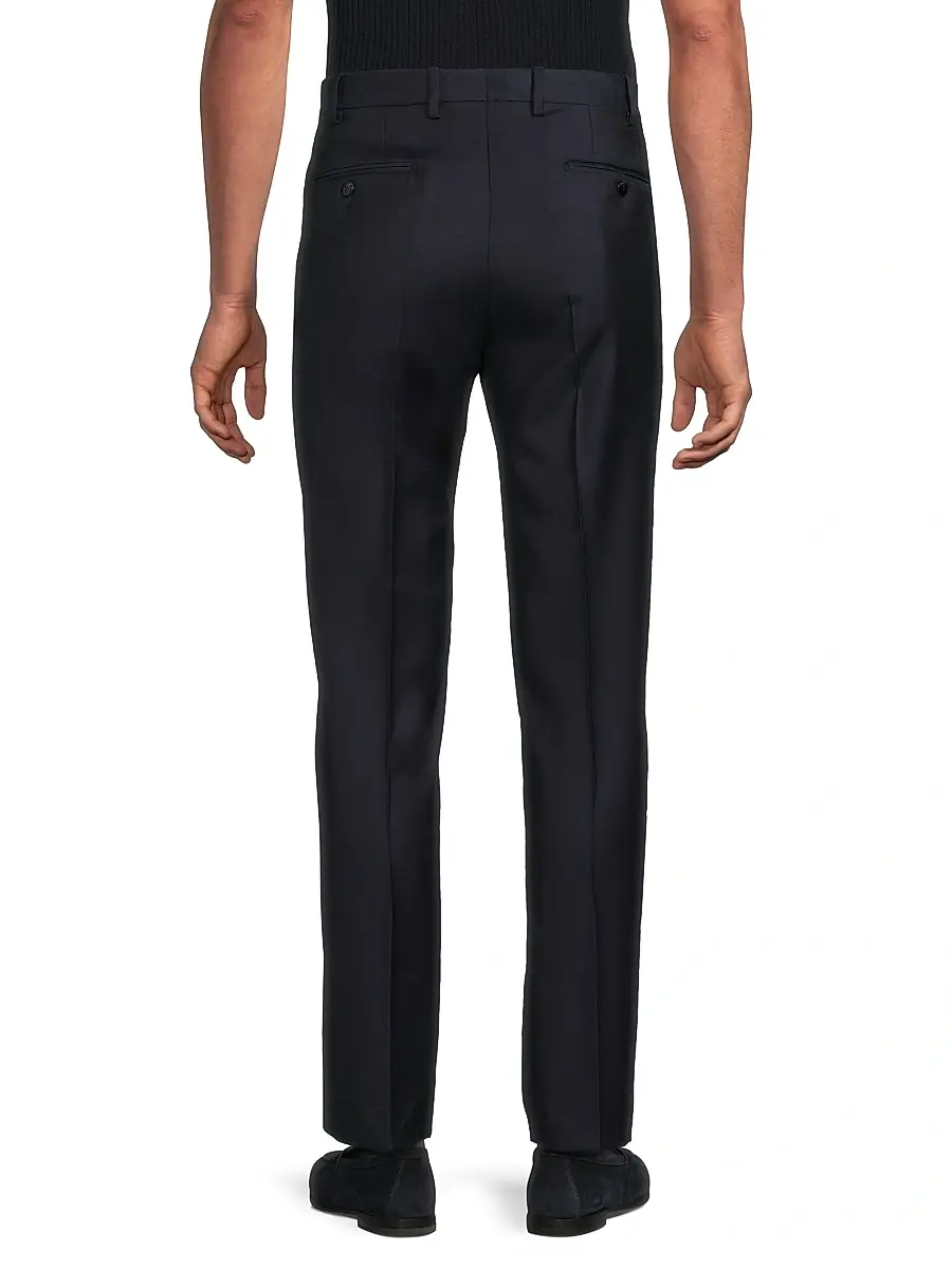 Giorgio Armani Men's Crease-Front Virgin Wool Trousers | Thumbnail 5