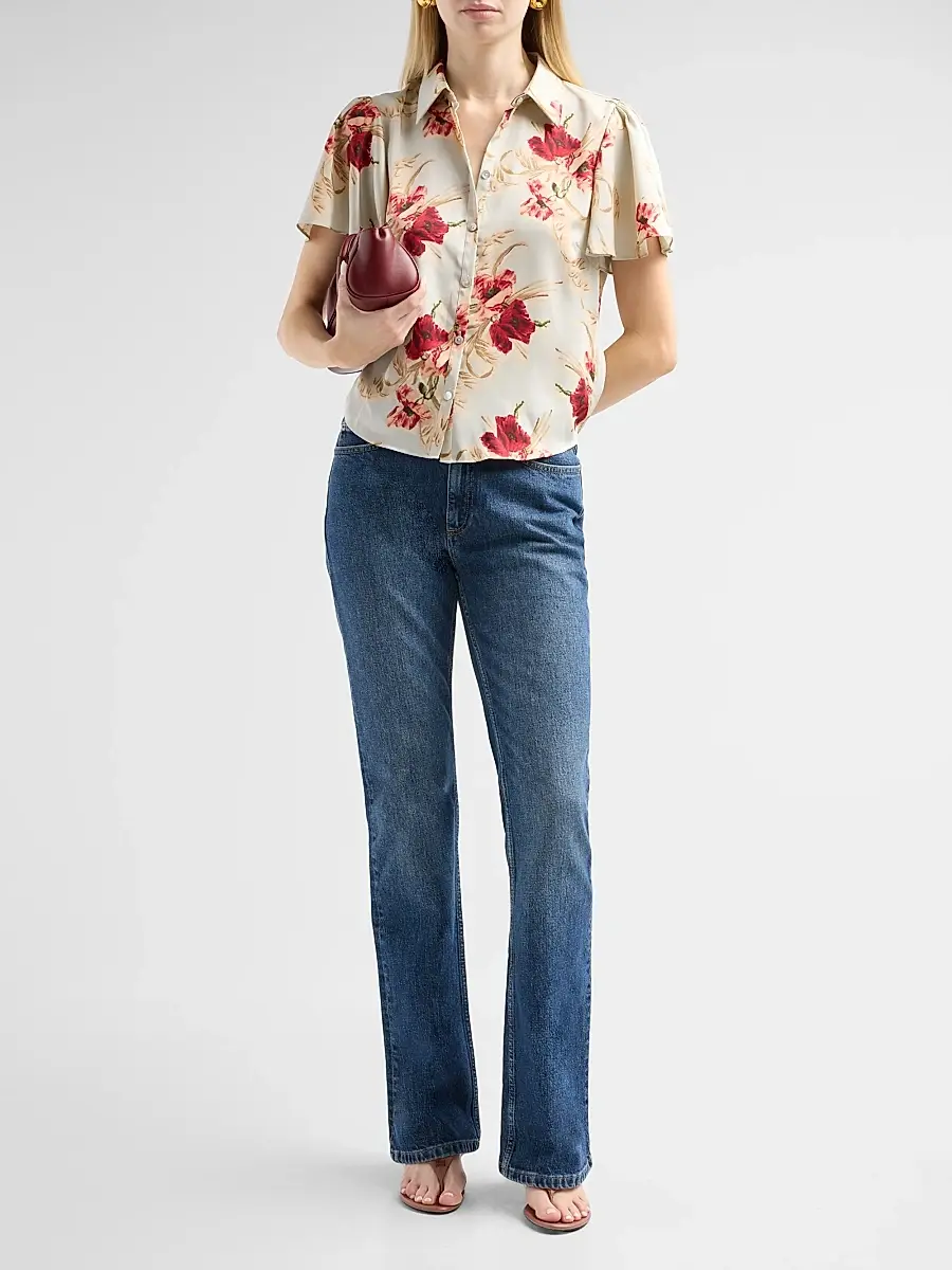 Cinq à Sept Women's Fiona Wilted Poppy Flutter-Sleeve Top | Thumbnail 2 Cinq à Sept Women's Fiona Wilted Poppy Flutter-Sleeve Top | Thumbnail 2