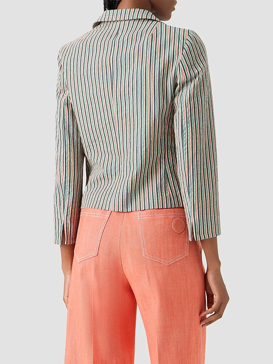 Akris punto Women's Seersucker Stripe Stretch-Cotton Blazer | Thumbnail 3 Akris punto Women's Seersucker Stripe Stretch-Cotton Blazer | Thumbnail 3