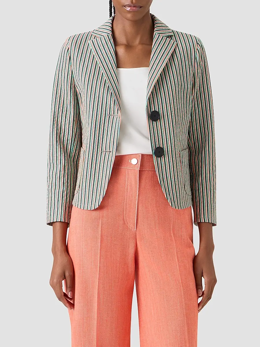 Akris punto Women's Seersucker Stripe Stretch-Cotton Blazer | Thumbnail 4 Akris punto Women's Seersucker Stripe Stretch-Cotton Blazer | Thumbnail 4