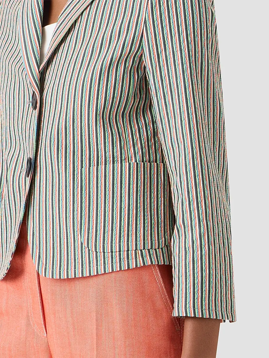 Akris punto Women's Seersucker Stripe Stretch-Cotton Blazer | Thumbnail 5 Akris punto Women's Seersucker Stripe Stretch-Cotton Blazer | Thumbnail 5