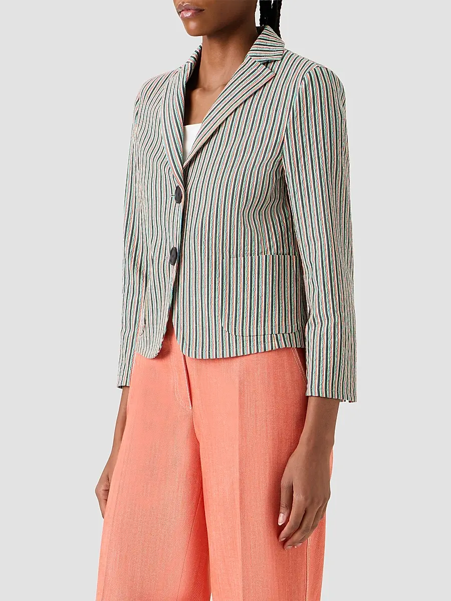 Akris punto Women's Seersucker Stripe Stretch-Cotton Blazer | Thumbnail 6 Akris punto Women's Seersucker Stripe Stretch-Cotton Blazer | Thumbnail 6