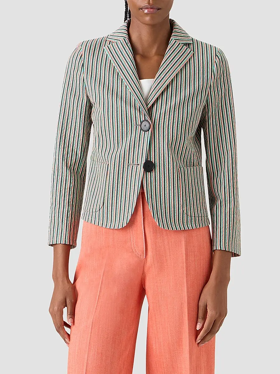 Akris punto Women's Seersucker Stripe Stretch-Cotton Blazer | Thumbnail 7 Akris punto Women's Seersucker Stripe Stretch-Cotton Blazer | Thumbnail 7