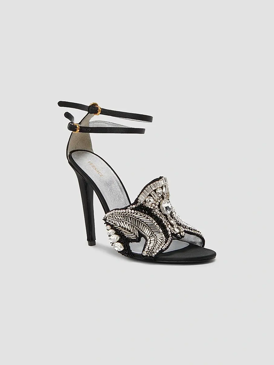 Versace Women's 110MM Crystal-Embellished Leather Sandals | Thumbnail 2 Versace Women's 110MM Crystal-Embellished Leather Sandals | Thumbnail 2