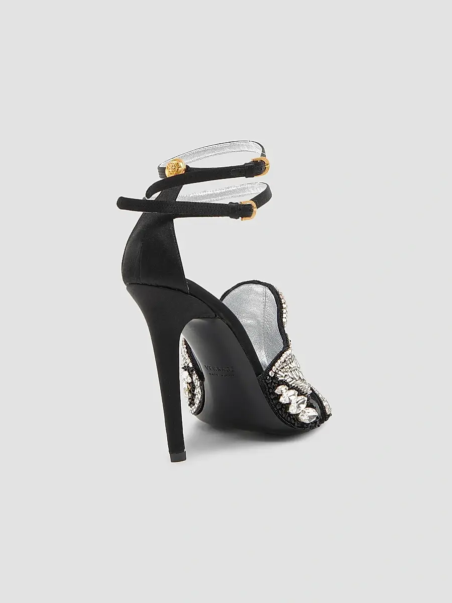 Versace Women's 110MM Crystal-Embellished Leather Sandals | Thumbnail 3 Versace Women's 110MM Crystal-Embellished Leather Sandals | Thumbnail 3