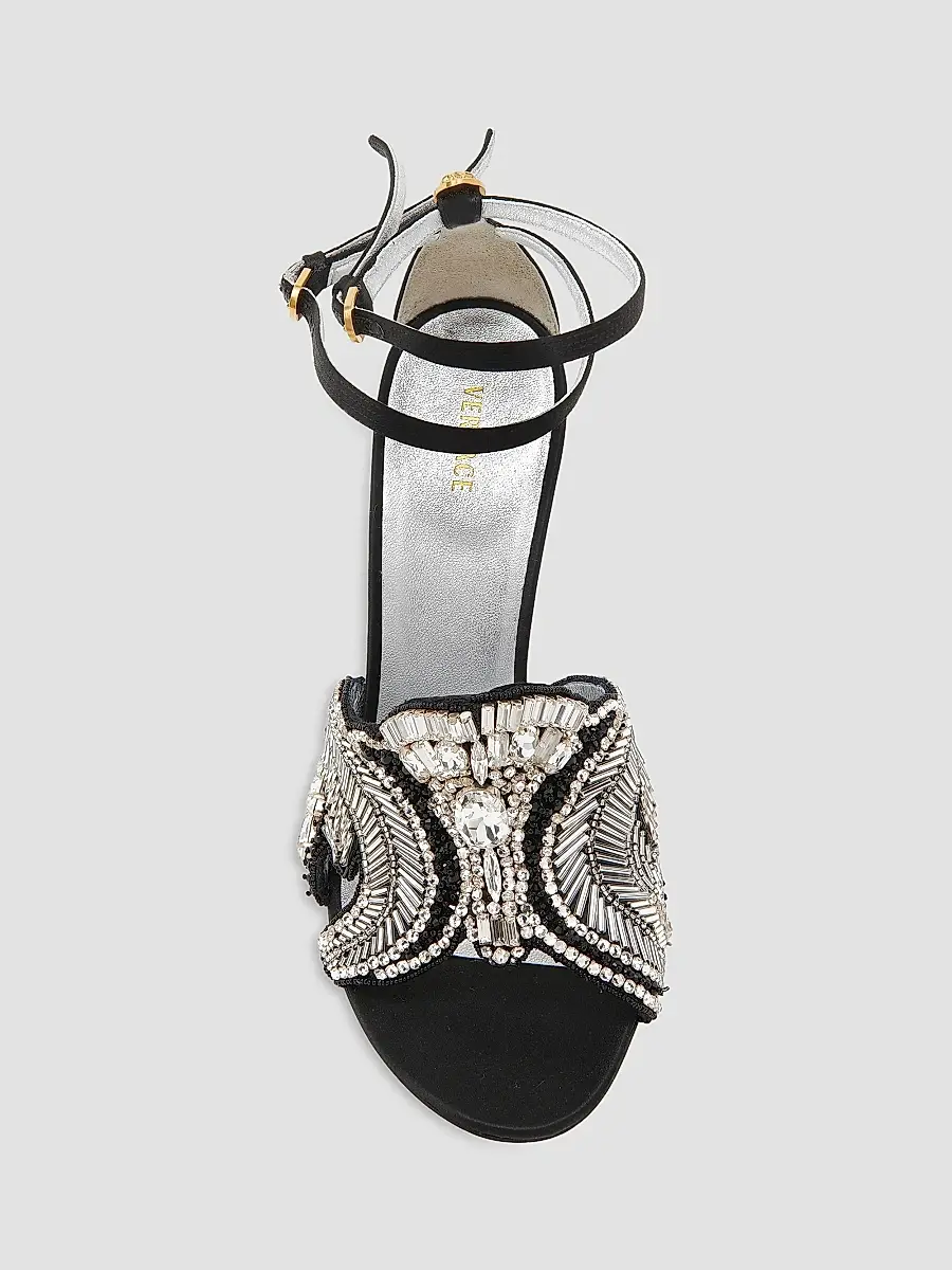 Versace Women's 110MM Crystal-Embellished Leather Sandals | Thumbnail 4 Versace Women's 110MM Crystal-Embellished Leather Sandals | Thumbnail 4