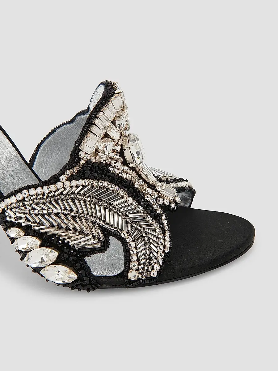 Versace Women's 110MM Crystal-Embellished Leather Sandals | Thumbnail 5 Versace Women's 110MM Crystal-Embellished Leather Sandals | Thumbnail 5