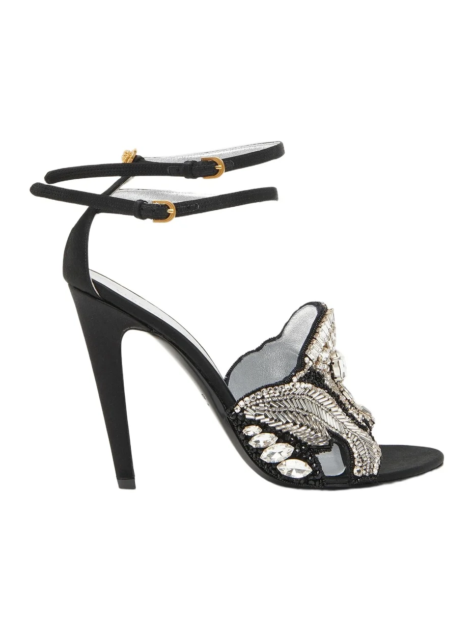 Versace Women's 110MM Crystal-Embellished Leather Sandals