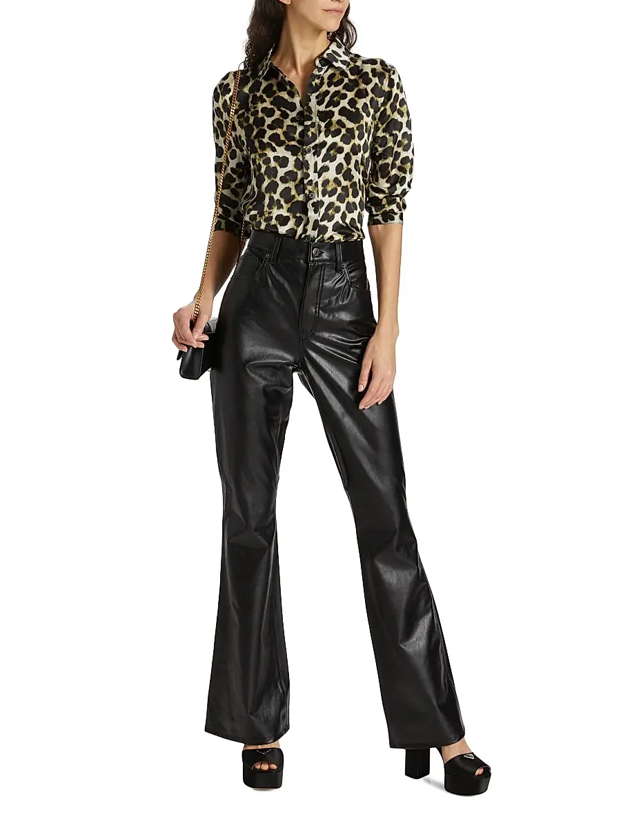 Veronica Beard Women's Beverly Faux Leather Flared Pants | Thumbnail 2 Veronica Beard Women's Beverly Faux Leather Flared Pants | Thumbnail 2