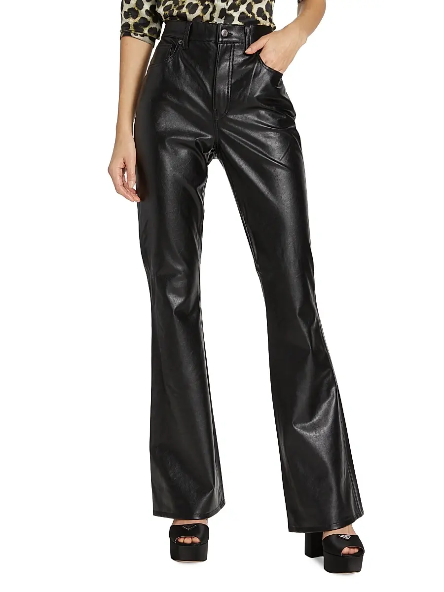 Veronica Beard Women's Beverly Faux Leather Flared Pants | Thumbnail 3 Veronica Beard Women's Beverly Faux Leather Flared Pants | Thumbnail 3