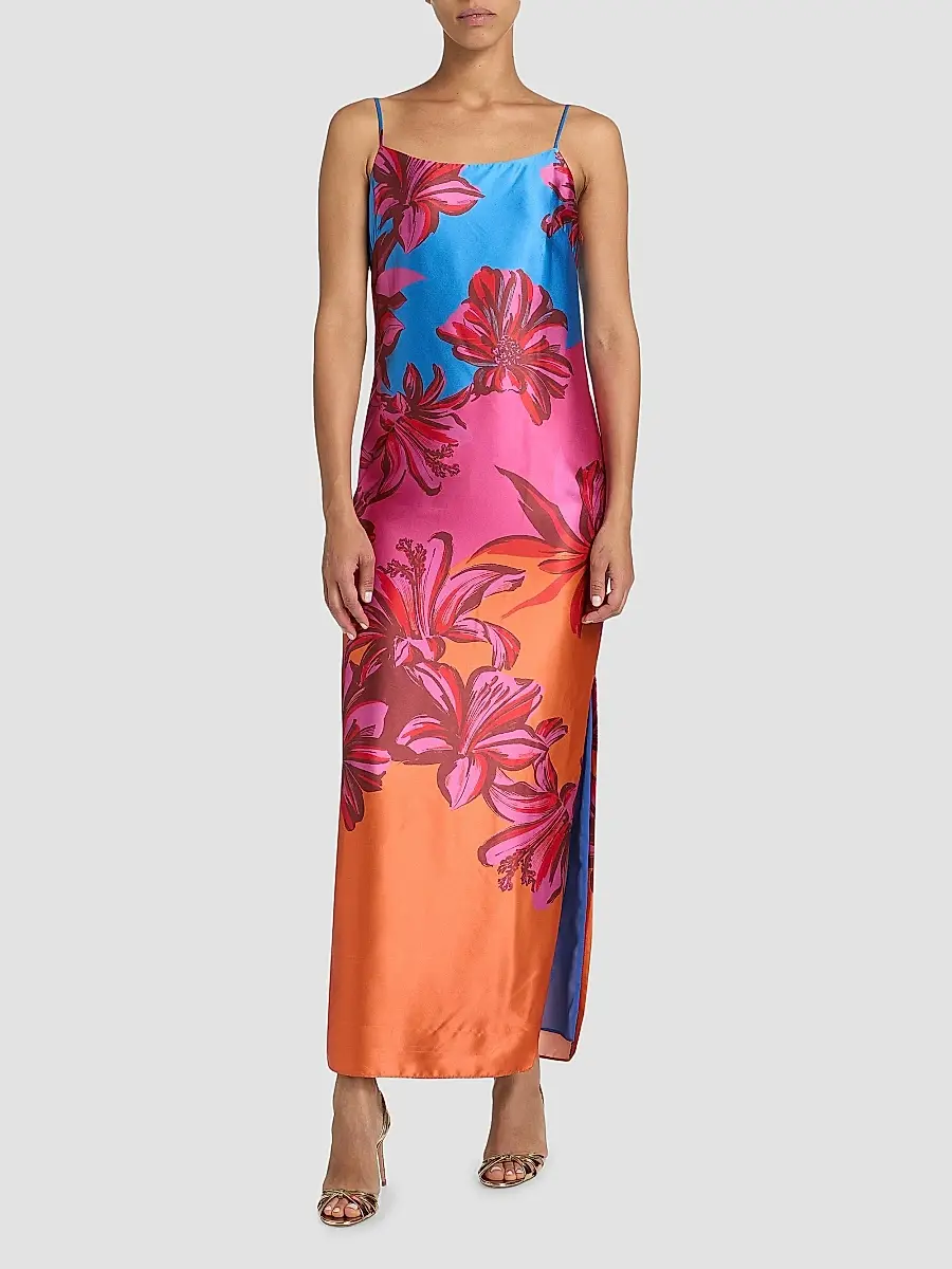 Milly Women's Lily Sunset Floral Satin Slip Maxi Dress | Thumbnail 2 Milly Women's Lily Sunset Floral Satin Slip Maxi Dress | Thumbnail 2
