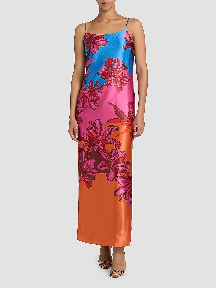 Milly Women's Lily Sunset Floral Satin Slip Maxi Dress | Thumbnail 3 Milly Women's Lily Sunset Floral Satin Slip Maxi Dress | Thumbnail 3