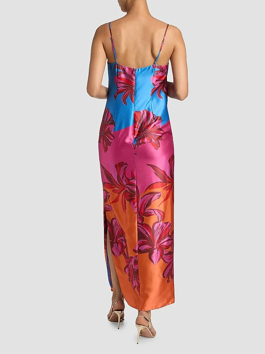 Milly Women's Lily Sunset Floral Satin Slip Maxi Dress | Thumbnail 5 Milly Women's Lily Sunset Floral Satin Slip Maxi Dress | Thumbnail 5