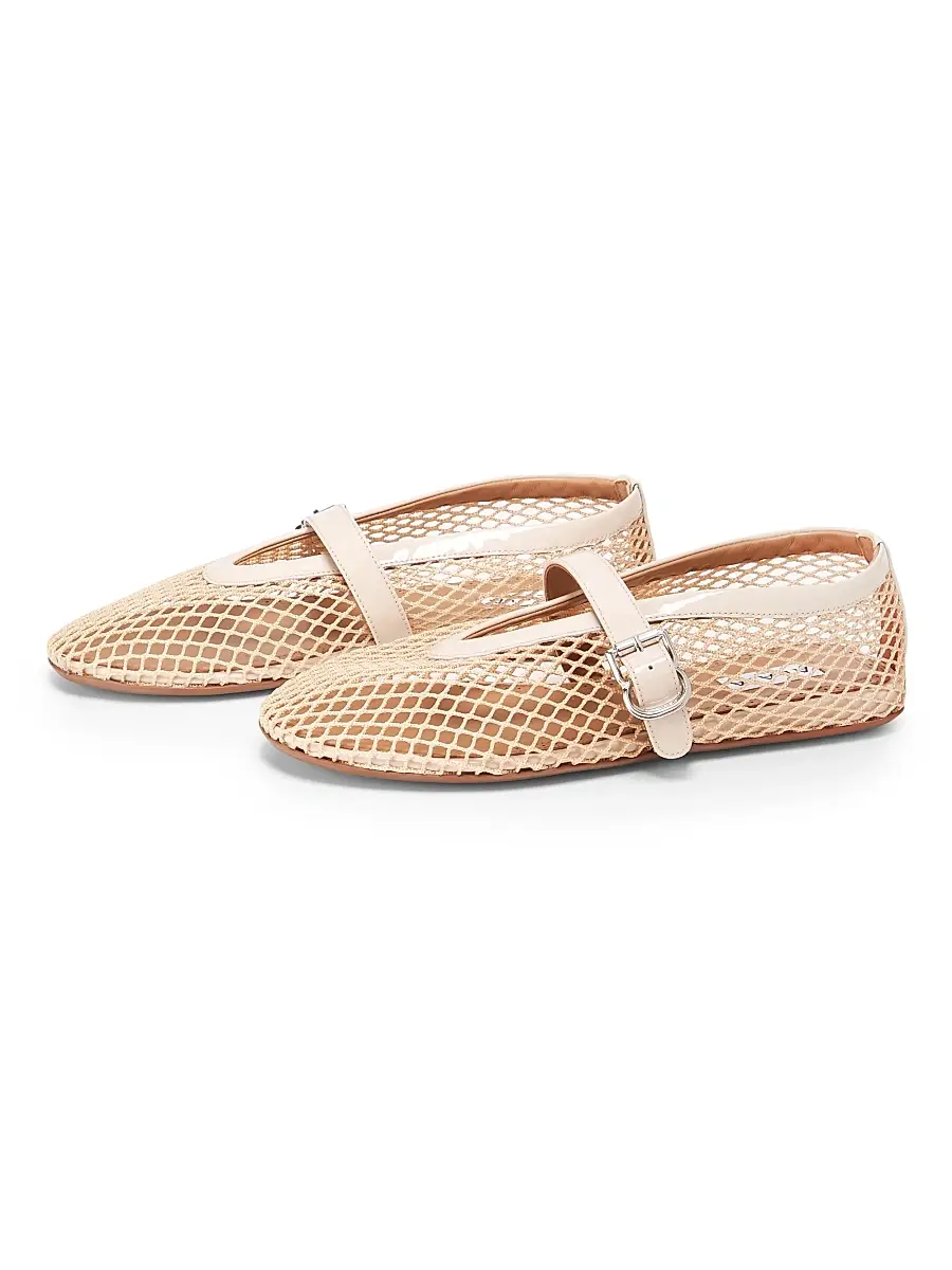 Alaïa Women's Ballerina Strap Fishnet Flats | Thumbnail 2 Alaïa Women's Ballerina Strap Fishnet Flats | Thumbnail 2