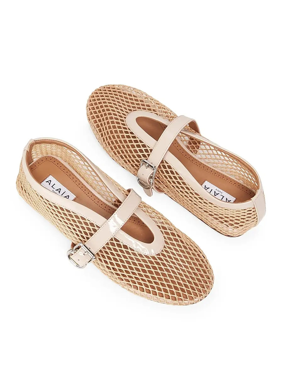 Alaïa Women's Ballerina Strap Fishnet Flats | Thumbnail 4 Alaïa Women's Ballerina Strap Fishnet Flats | Thumbnail 4