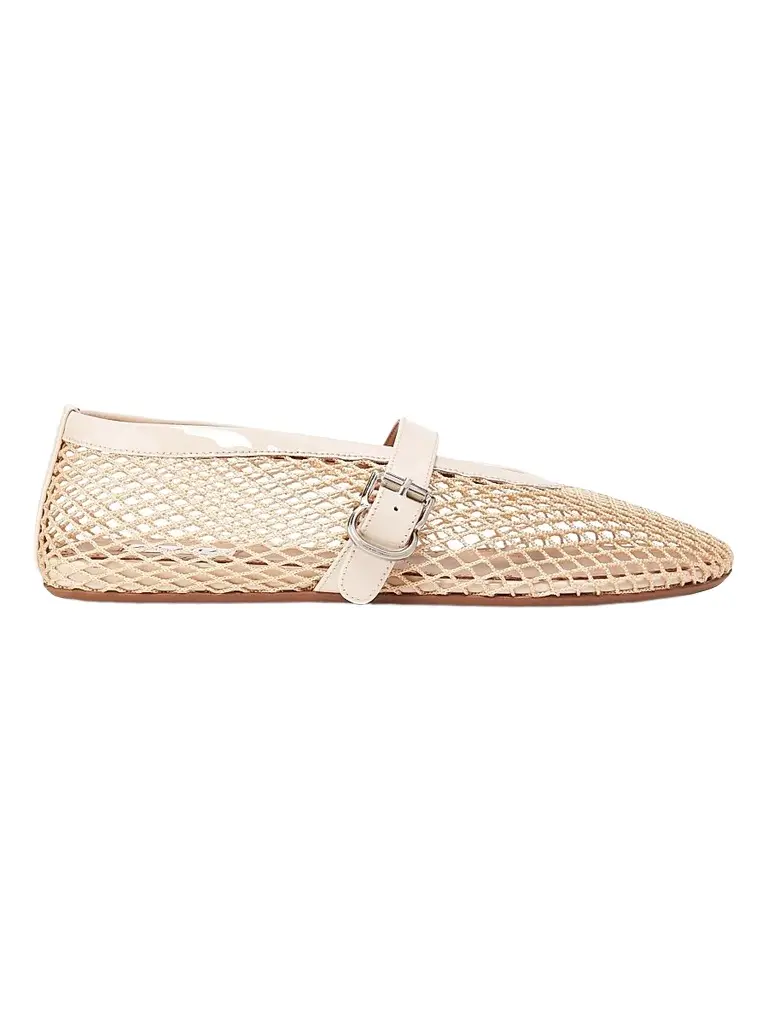 Women's Ballerina Strap Fishnet Flats
