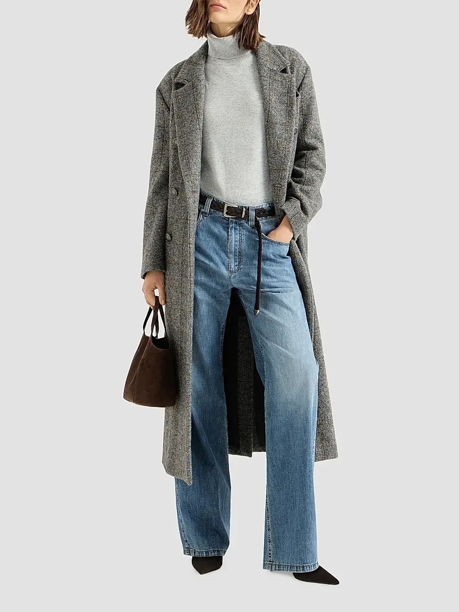 Brunello Cucinelli Women's Cashmere Turtleneck Sweater with Monili - Pebble | Thumbnail 2 Brunello Cucinelli Women's Cashmere Turtleneck Sweater with Monili - Pebble | Thumbnail 2