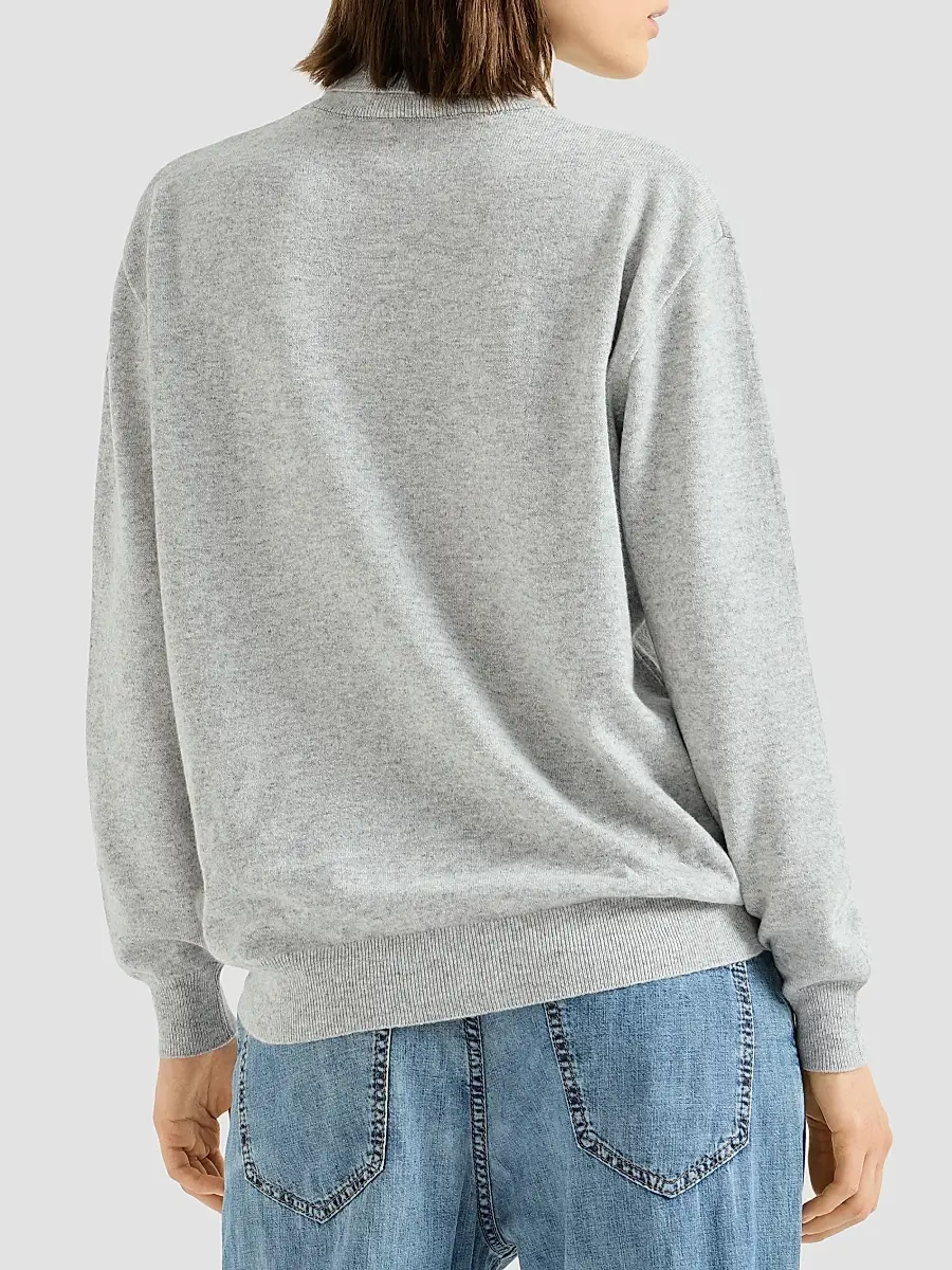 Brunello Cucinelli Women's Cashmere Turtleneck Sweater with Monili - Pebble | Thumbnail 4 Brunello Cucinelli Women's Cashmere Turtleneck Sweater with Monili - Pebble | Thumbnail 4