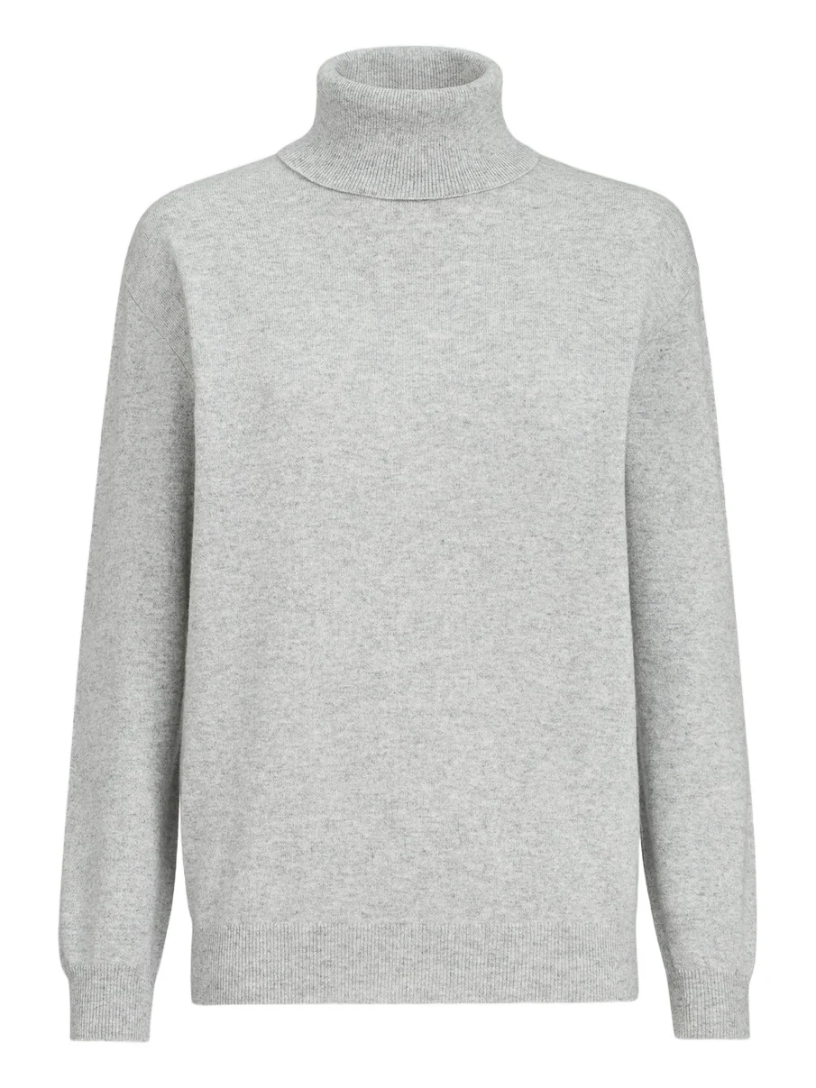 Women's Cashmere Turtleneck Sweater with Monili - Pebble