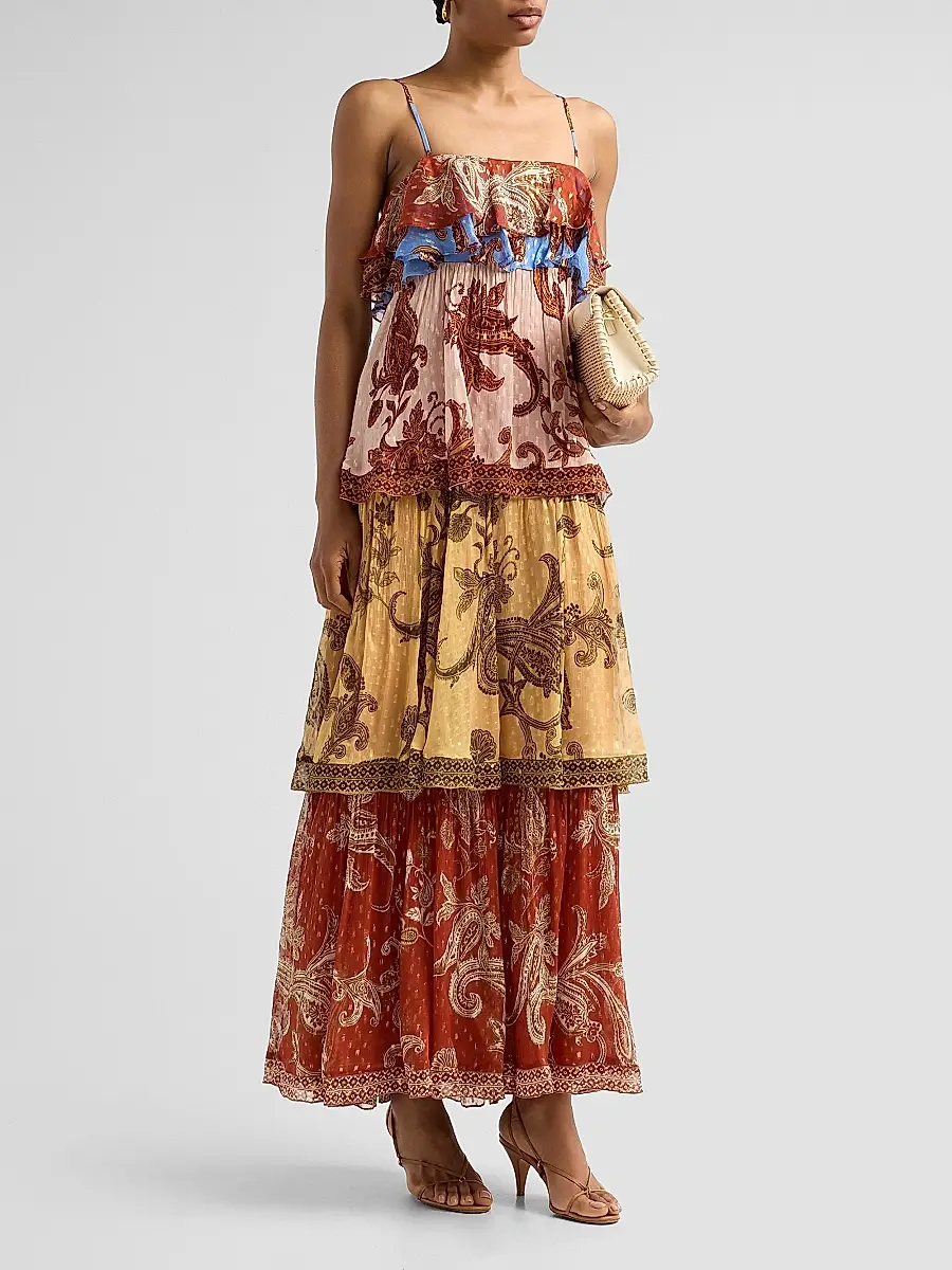 Hemant & Nandita Women's Printed Tiered Maxi Dress | Thumbnail 4 Hemant & Nandita Women's Printed Tiered Maxi Dress | Thumbnail 4