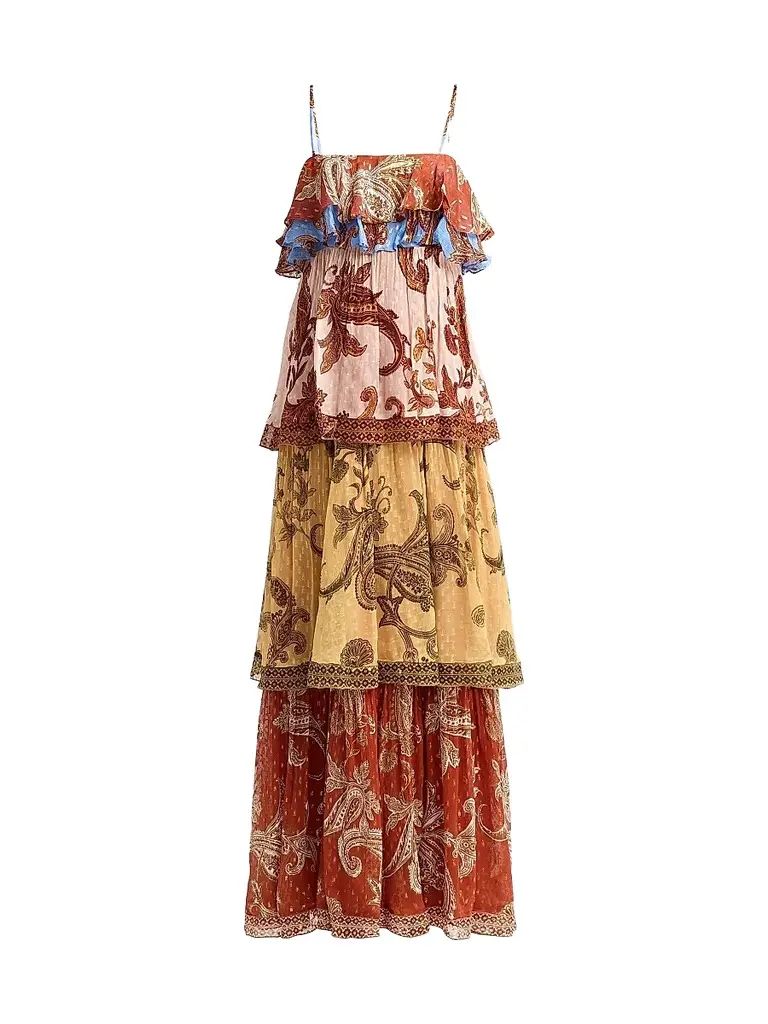 Hemant & Nandita Women's Printed Tiered Maxi Dress