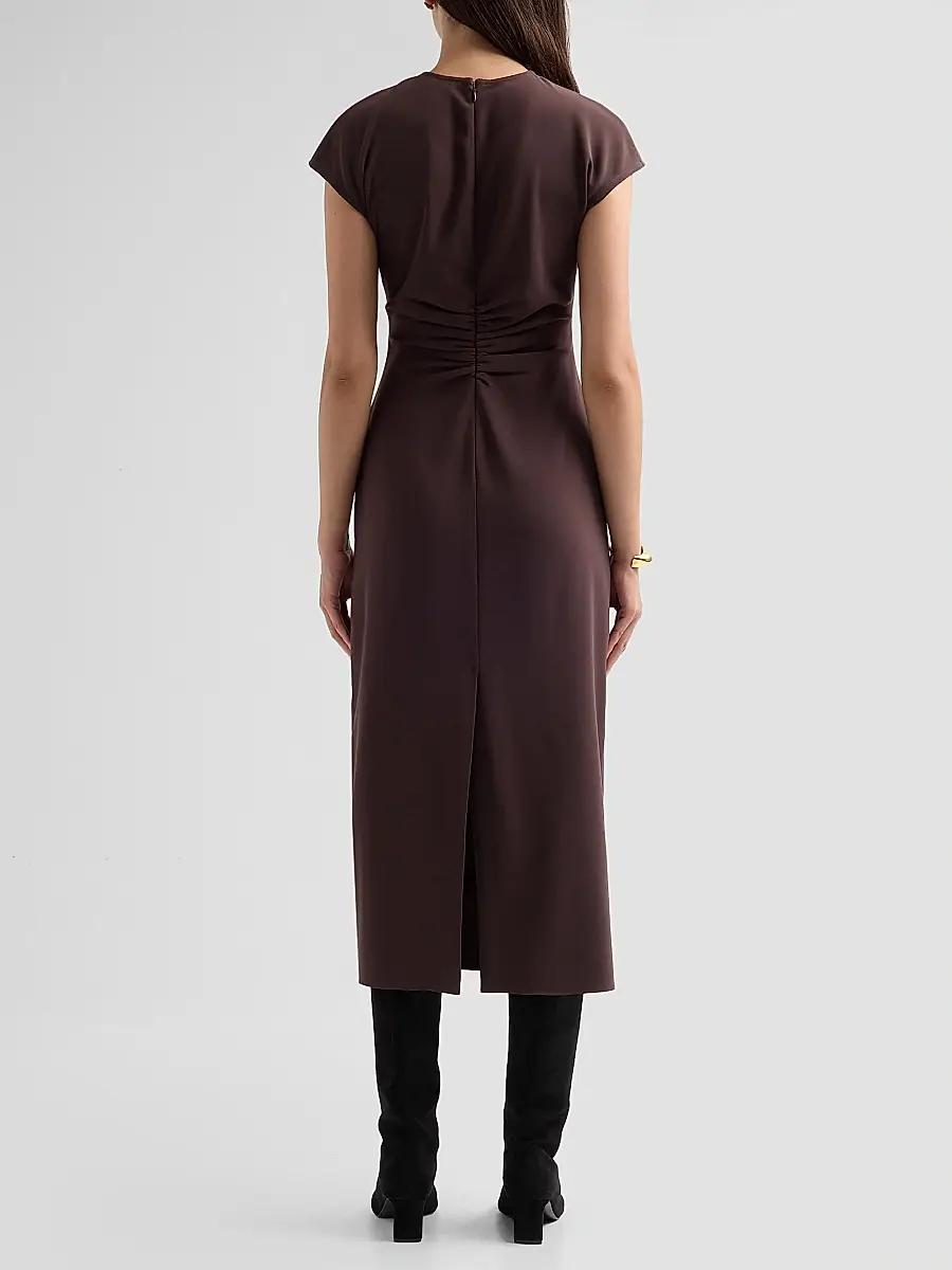 Veronica Beard Women's June Ruched Cap-Sleeve Midi-Dress | Thumbnail 3 Veronica Beard Women's June Ruched Cap-Sleeve Midi-Dress | Thumbnail 3