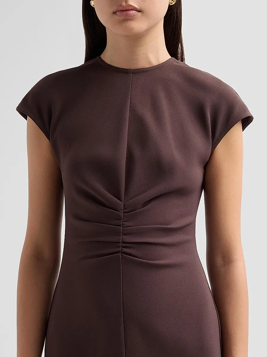 Veronica Beard Women's June Ruched Cap-Sleeve Midi-Dress | Thumbnail 5 Veronica Beard Women's June Ruched Cap-Sleeve Midi-Dress | Thumbnail 5