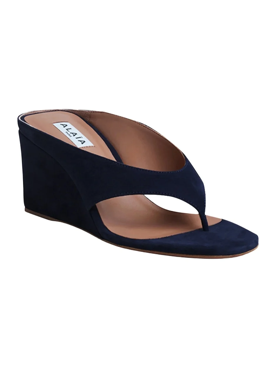 Alaïa Women's 75MM Slip-On Suede Wedge Sandals