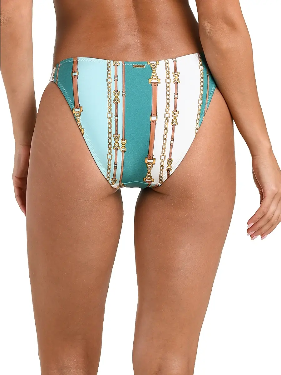 L'Agence Women's Belt Stripe Jean Scoop Bikini Bottom | Thumbnail 3 L'Agence Women's Belt Stripe Jean Scoop Bikini Bottom | Thumbnail 3