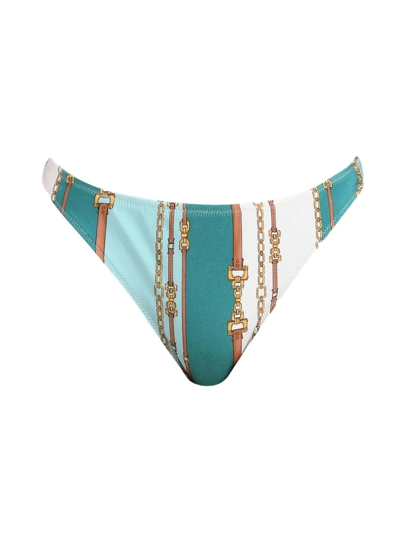 L'Agence Women's Belt Stripe Jean Scoop Bikini Bottom
