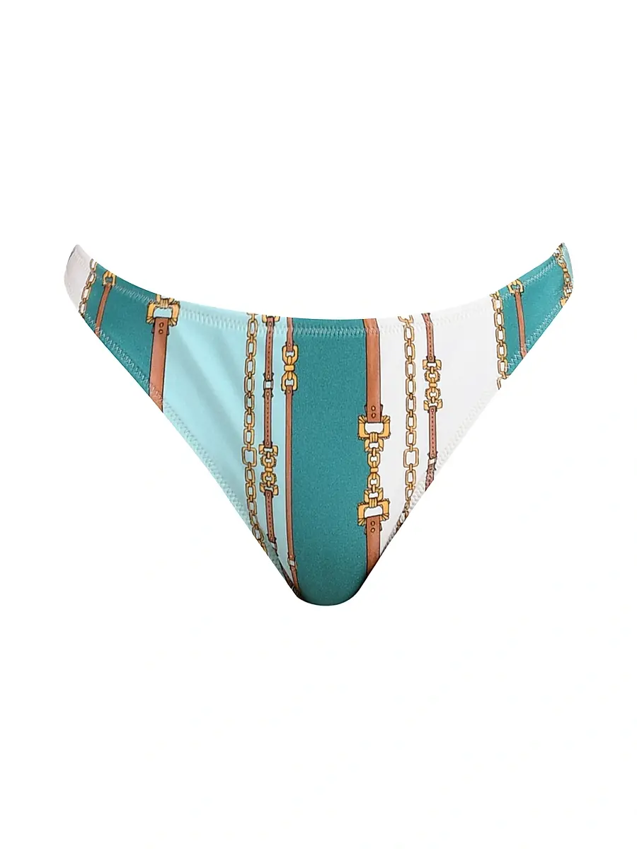 Women's Belt Stripe Jean Scoop Bikini Bottom Women's Belt Stripe Jean Scoop Bikini Bottom