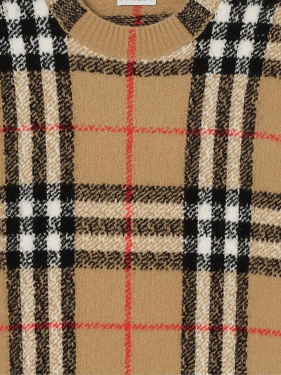 Burberry Men's Curtis Check Cashmere Crewneck Sweater | Thumbnail 2 Burberry Men's Curtis Check Cashmere Crewneck Sweater | Thumbnail 2