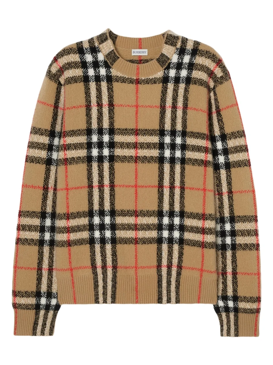 Men's Curtis Check Cashmere Crewneck Sweater